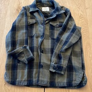 Lucky Brand Olive Green and Navy Plaid Shacket